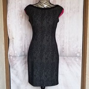 Elie Tahari Black Sheath Dress with Pink Lining